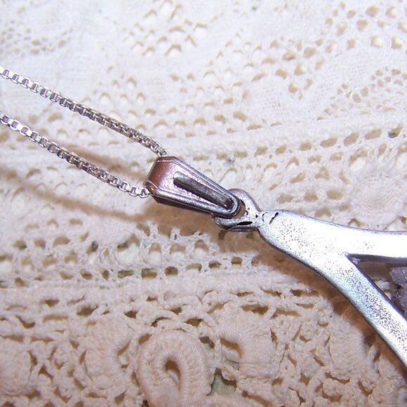 Vintage Sterling Silver Teardrop Pendant with Florals - Picture 9 of 9